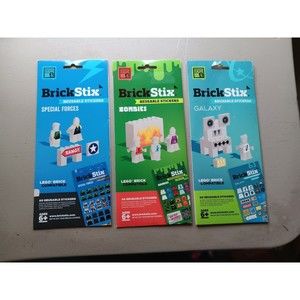 Brick Stix Removeable Stickers For Plastic Building Blocks 3 Set Lot 164 pcs New